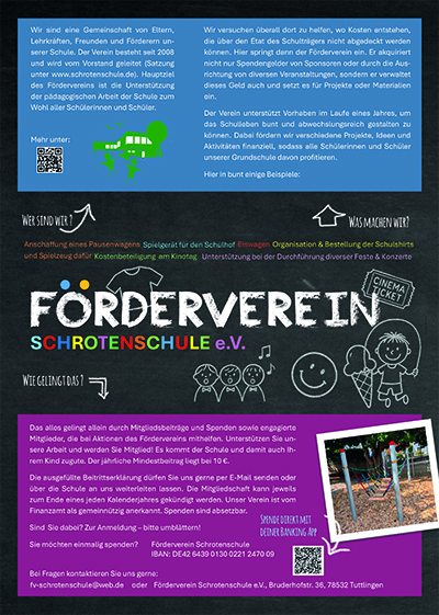 Ansicht Flyer Föderverein Schrotenschule e.V.